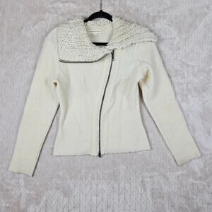 Gro Abrahamsson Cardigan Small Wool Moto Full Zip Sweater Classic Minimalist